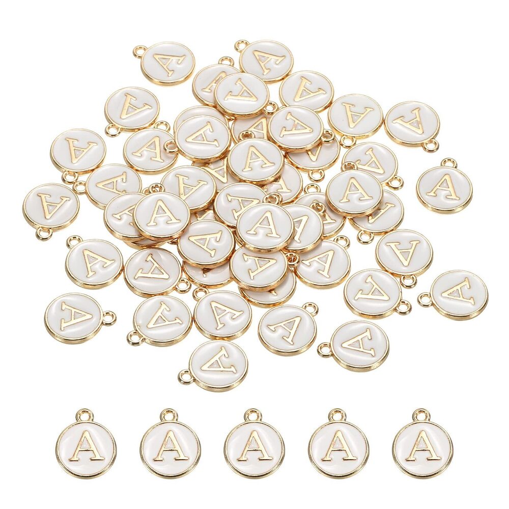 8549 Alphabet a Letter Charm Double Sided Enamel Initial Alphabet Pendant